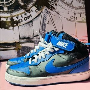 Nike Kids High-Top Sneakers Blue and Gray